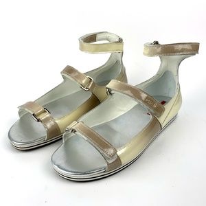Prada, Cream Nude Sandals with Ankle Fastening